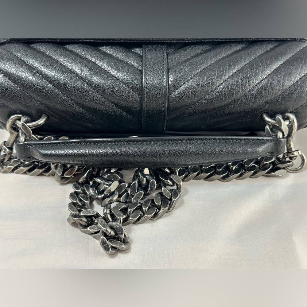 YSL College Medium Black in Quilted Leather Silver Hardware Used - Picture 13 of 16